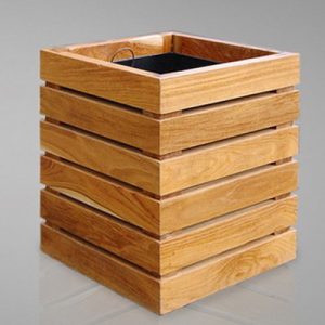 Waste Bin Teakwood Stripe with Aluminium Insert